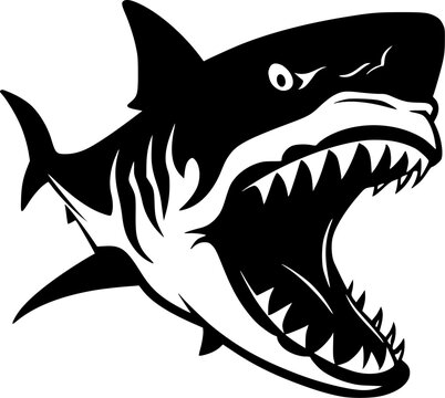 black shark with open mouth clip art preview