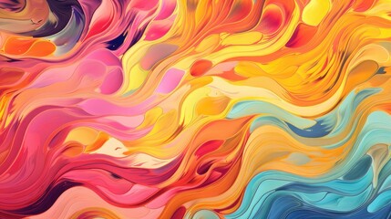 70s Retro Colors in Abstract Fluid Backgrounds with Twirling Paint