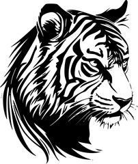 Tiger - Black and White Isolated Icon - Vector illustration