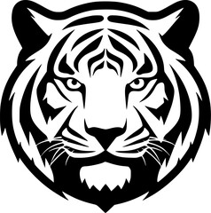 Fototapeta premium Tiger - Black and White Isolated Icon - Vector illustration