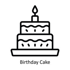Birthday Cake vector  outline Icon Design illustration. Event Management Symbol on White background EPS 10 File