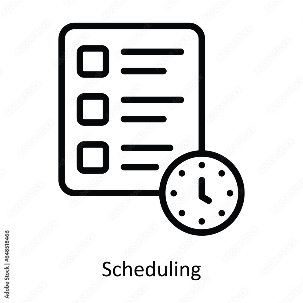 Poster scheduling vector outline icon design illustration. event management symbol on white background eps 