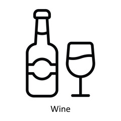 Wine vector  outline Icon Design illustration. Event Management Symbol on White background EPS 10 File