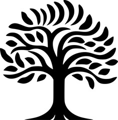 Tree - Black and White Isolated Icon - Vector illustration