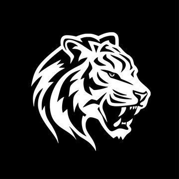 Tiger - Black and White Isolated Icon - Vector illustration