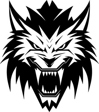 black wolf head snarling teeth clip art preview