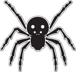 Vector illustration of black spider isolated on white background traditional Halloween decorative element Halloween silhouettes 