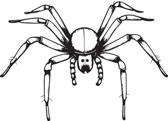 Vector illustration of black spider isolated on white background traditional Halloween decorative element Halloween silhouettes 