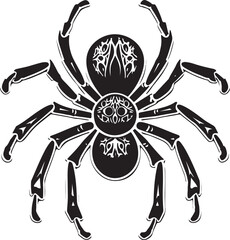 Vector illustration of black spider isolated on white background traditional Halloween decorative element Halloween silhouettes 