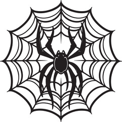 Black spider and Scary spiderweb halloween symbol Isolated on white vector illustration silhouette
