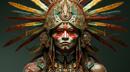 Native Maya warier portrait AI Generated