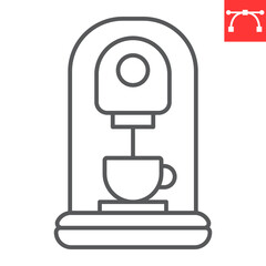 Capsule coffee machine line icon, espresso and drink, coffee maker vector icon, vector graphics, editable stroke outline sign, eps 10.