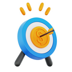 3D Rendering Finance Target Icon Transparent Illustration