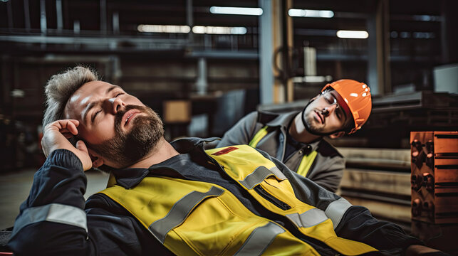 Labor workers Take a nap during the day in factory
