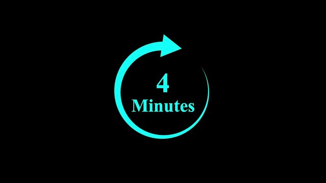 5 minutes service symbol. Black Clock 5 minutes icon isolated on black background.