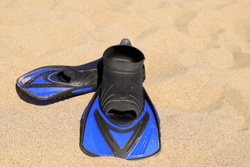 Accessories for swimming in water silicone fins in black and blue colors