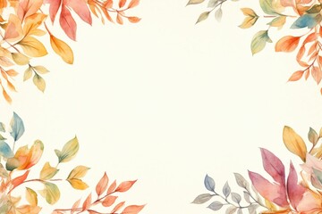 A frame with watercolor leaves. Generative AI