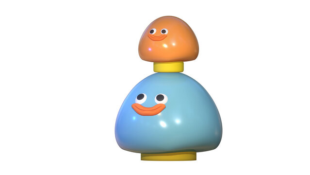 3D cute big brother and sister character for christmas from 3 view 1 ilustrator 1 view made with nomad sculpt