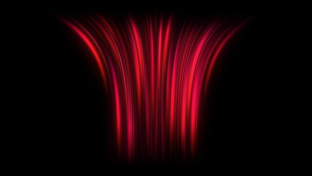 Hot air flow from conditioner effect. air light effect with red rays. Warm wind waves hot air blowing effect. Abstract directional optical fiber neon lines on black Background. Heat from the heater