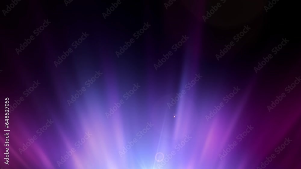 Poster blue and violet beams of bright laser light shining on black background. animation loop technology m