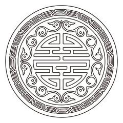 Luxury festive Chinese oriental traditional culture premium classical decoration red gold line art design vector illustration. Covers, greeting cards, logos, packaging, posters, backgrounds