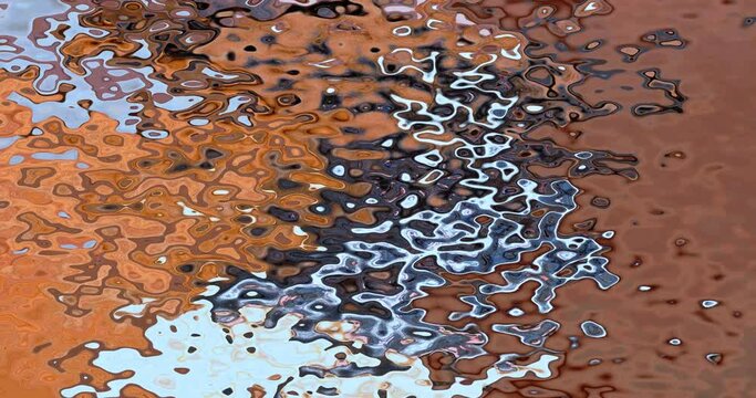 abstract seamless looping video background animated stained - watercolor stained liquid paint effect - color rusty red brown sky blue