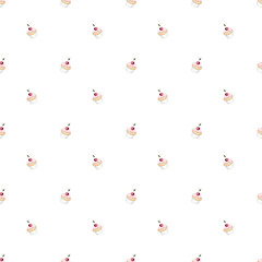 seamless pattern of hand-drawn cupcakes. cute pattern with pastries and berries for printing on fabric, wallpaper, wrapping paper