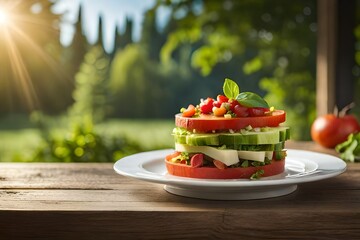 salad with tomatoes - obrazy, fototapety, plakaty