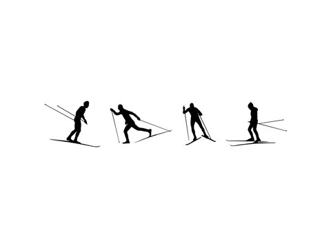 Cross Country Skiing Silhouette Vector