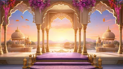 Poster traditional elegant arch backdrop for wedding ceremony © Yash