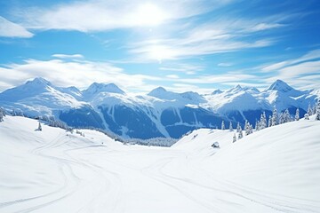 Winter scenery of Blackcomb Mountain ski resort in Whistler, British Columbia, Canada captured in slow motion. Generative AI