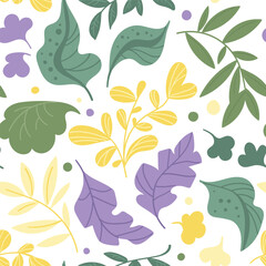 Seamless pattern with colorful abstract leaves. Creative nature print. Great for fabric, textile. Vector Illustration