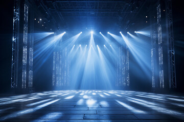 Empty huge stage with white spotlights - obrazy, fototapety, plakaty
