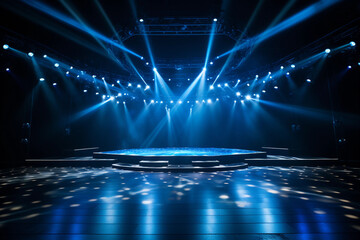 Empty big stage with white spotlights - obrazy, fototapety, plakaty