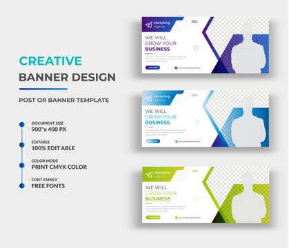 Facebook Cover Design Template. Corporate Business Marketing Facebook Cover Design Bundle Set, Facebook Cover Design promotion, promotional Banner, Social Media Post, ad banner  Web banner Design.