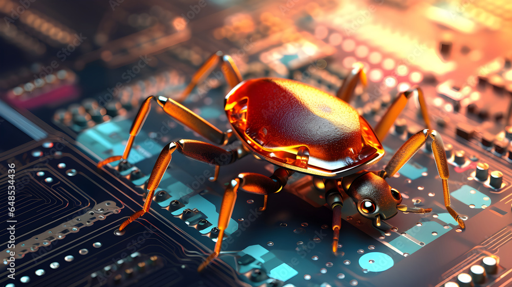 Aufkleber image of insect with beautiful colors and light with technology concept with electronic circuit boar