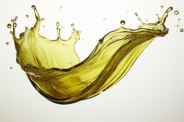 A digitally rendered olive engine oil splash, isolated with a clipping path