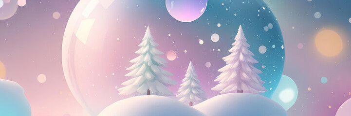 Winter colorful background with christmas tree and balls.Ai