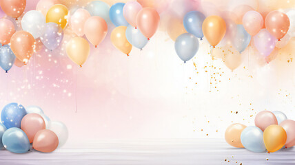 baby born celebration backdrop with pastel balloons background