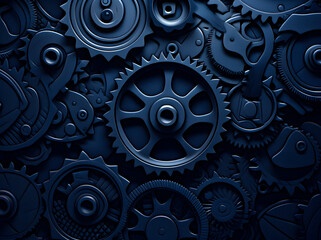 gears and cogs are arranged in a pattern on a dark background Generative AI - obrazy, fototapety, plakaty