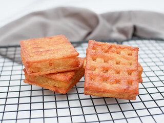 gabin or cracker biscuits filled with tapai, Indonesian biscuits