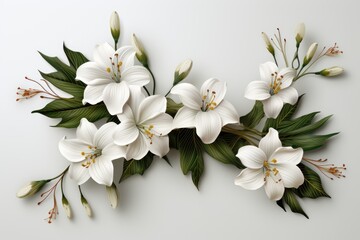A bunch of white flowers sitting on top of a table. AI image.