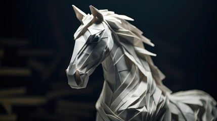 close-up of origami of a horse