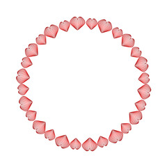 Obraz premium red heart stipped craft symbol love round frame