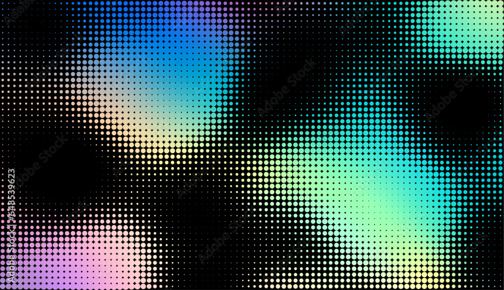 Poster abstract defocused horizontal background with pop art halftone dots. vector image.