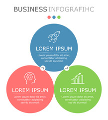Business infographic Vector with 3 steps. Used for information,data,style,chart,graph,sign,icon, project,strategy,technology,learn,brainstorm,creative,growth,stairs,success, idea,text,web,report,work.