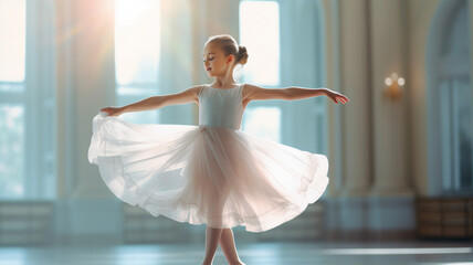 Girl practicing ballet, the elegance and discipline evident in every graceful move