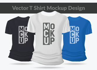 Realistic Editable Short Sleeve Vector T-Shirt Mockup Design