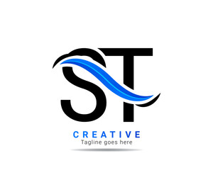 Creative ST initial logo design and template. Professional ST letter logo design brand identity