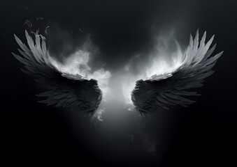 wings in the dark with smoke coming out of them Generative AI